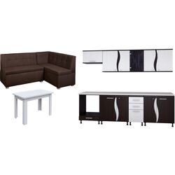 Set mobila pentru bucatarie Marcel Prod CIP3S-C2 2.6m Wenge/White + KC-6 RO White + Modern Como 2231 Right Dark Brown