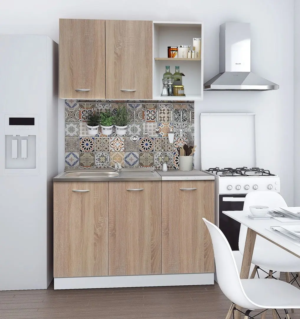 Набор мебели для кухни Marcel Prod Natali 1.2m Sonoma Oak/White + KC-6 RO Sonoma Oak + Jumi Eva SD-972568 White - 6
