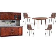 Set mobila pentru bucatarie Marcel Prod Tiulpan 2м Calvados Red-Brown + Mobhaus Alton Beech Merlot + Signal Look Eco Black/Brown