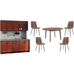 Набор мебели для кухни Marcel Prod Tiulpan 2м Calvados Red-Brown + Mobhaus Alton Beech Merlot + Signal Look Eco Black/Brown