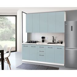 Set mobila pentru bucatarie Modern Bono H110 2.0м White/Blue + Mobhaus Unita Extra White + Signal Chic Velvet Gray Light/Black Thumb