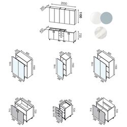 Set mobila pentru bucatarie Modern Bono H110 2.0м White/Blue + Mobhaus Unita Extra White + Signal Chic Velvet Gray Light/Black Thumb