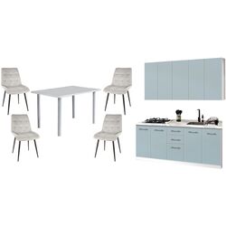 Set mobila pentru bucatarie Modern Bono H110 2.0м White/Blue + Mobhaus Unita Extra White + Signal Chic Velvet Gray Light/Black Thumb