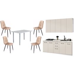 Набор мебели для кухни Modern Bono H110 2.0м White/Cashmere + Mobhaus Unita Extra White + Jumi Piado SD-998643 Beige