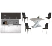 Set mobila pentru bucatarie Modern Paola 2.0m White Gloss/Anthracite/White + Prospero Xao 160 K350 White + Signal Atom Velvet Black