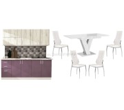 Set mobila pentru bucatarie Modern Paola 2.0m White/Marsala/Craft Oak White + Prospero Masiv White Gloss + Halmar K209 White