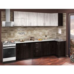 Set mobila pentru bucatarie Modern Paola 2.6/0.8m Wenge Magic/Craft Oak White +  Marcel Prod Lux UA Wenge + Signal Rip Velvet Olive/Black Thumb