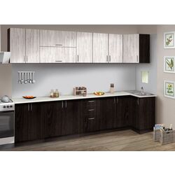 Set mobila pentru bucatarie Modern Paola 3.2m Wenge Magic/Craft Oak White + Marcel Prod Lux UA Wenge + Signal Rip Velvet Olive/Black Thumb