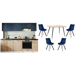 Набор мебели для кухни Stolkar Eco Line Tanya 2.4m Blue/Sonoma Oak + Signal Remus Oak/Black + Halmar K332 Black/Blue