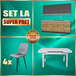 Набор мебели для кухни Yasen Madera 2.0m сушка/правый Craft Oak Gold/Graphite Gray + T1920 White + С 2301 HLR-22 4 pcs Gray