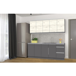 Set mobila pentru bucatarie Yasen Madera 2.0m Uscator White/Craft Oak White/Graphite Gray + T1920 White + С 2301 HLR-7 Light Coffee 4pcs Thumb