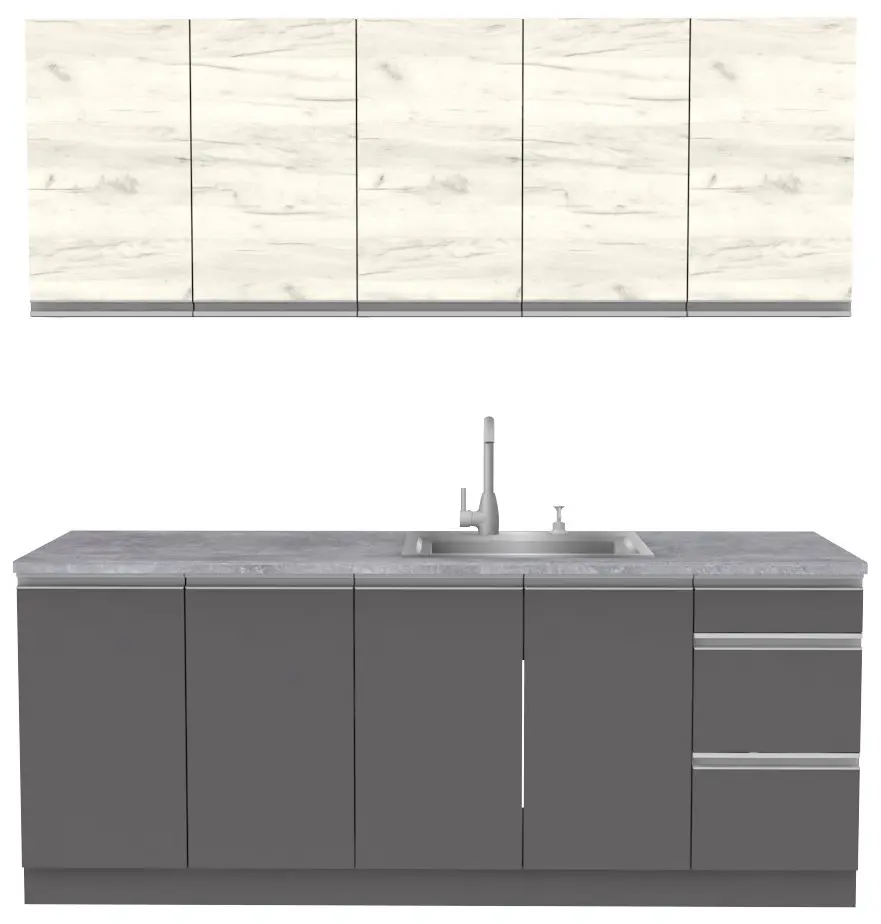 Set mobila pentru bucatarie Yasen Madera 2.0m Uscator White/Craft Oak White/Graphite Gray + T1920 White + С 2301 HLR-7 Light Coffee 4pcs