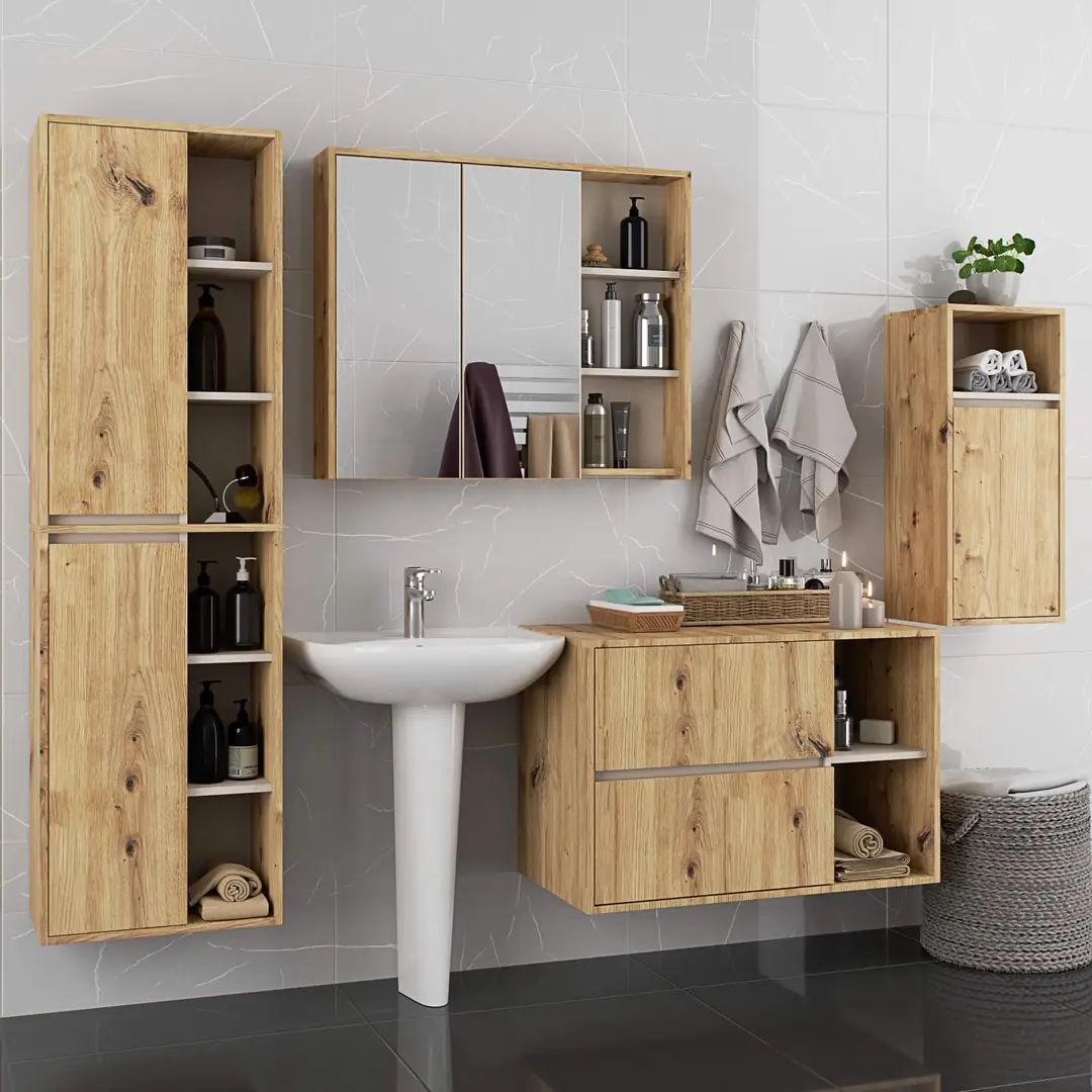 Set de mobila pentru baie Akord Vami (Artisan Oak/Cashmere)