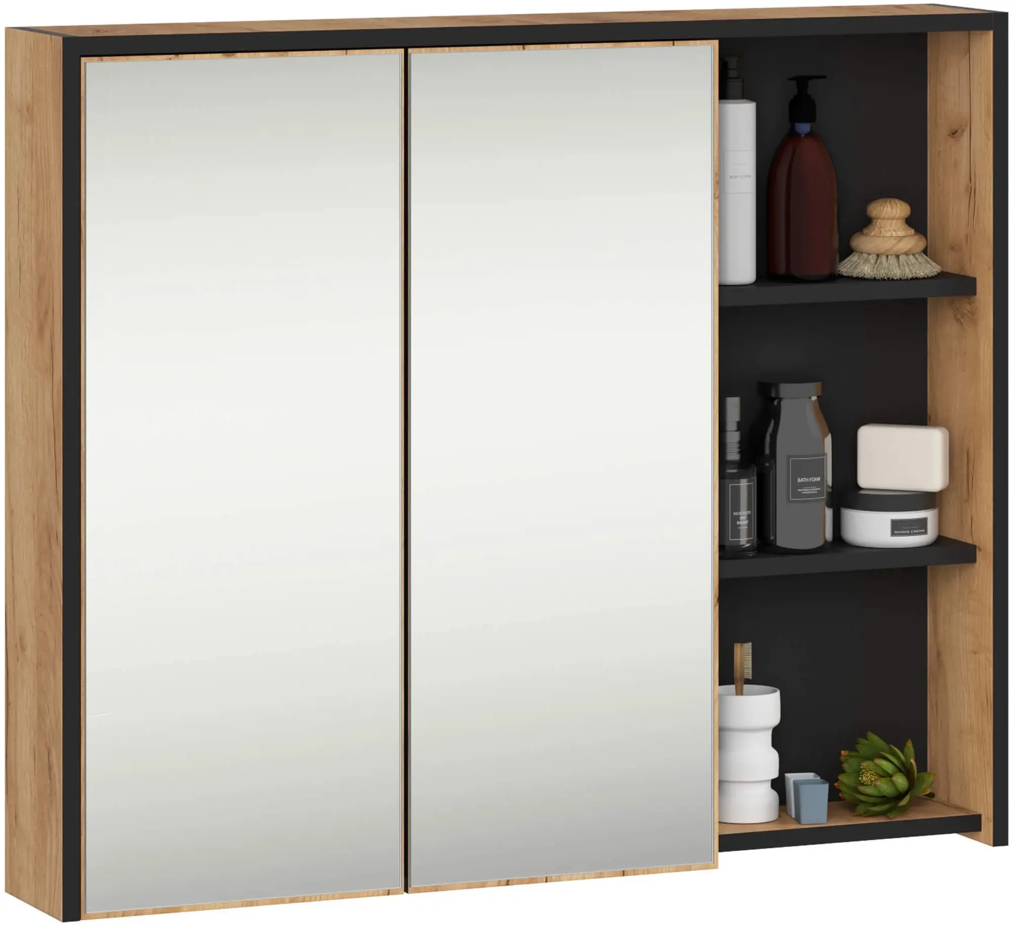 Set de mobila pentru baie Akord Vami (Craft Oak/Black)