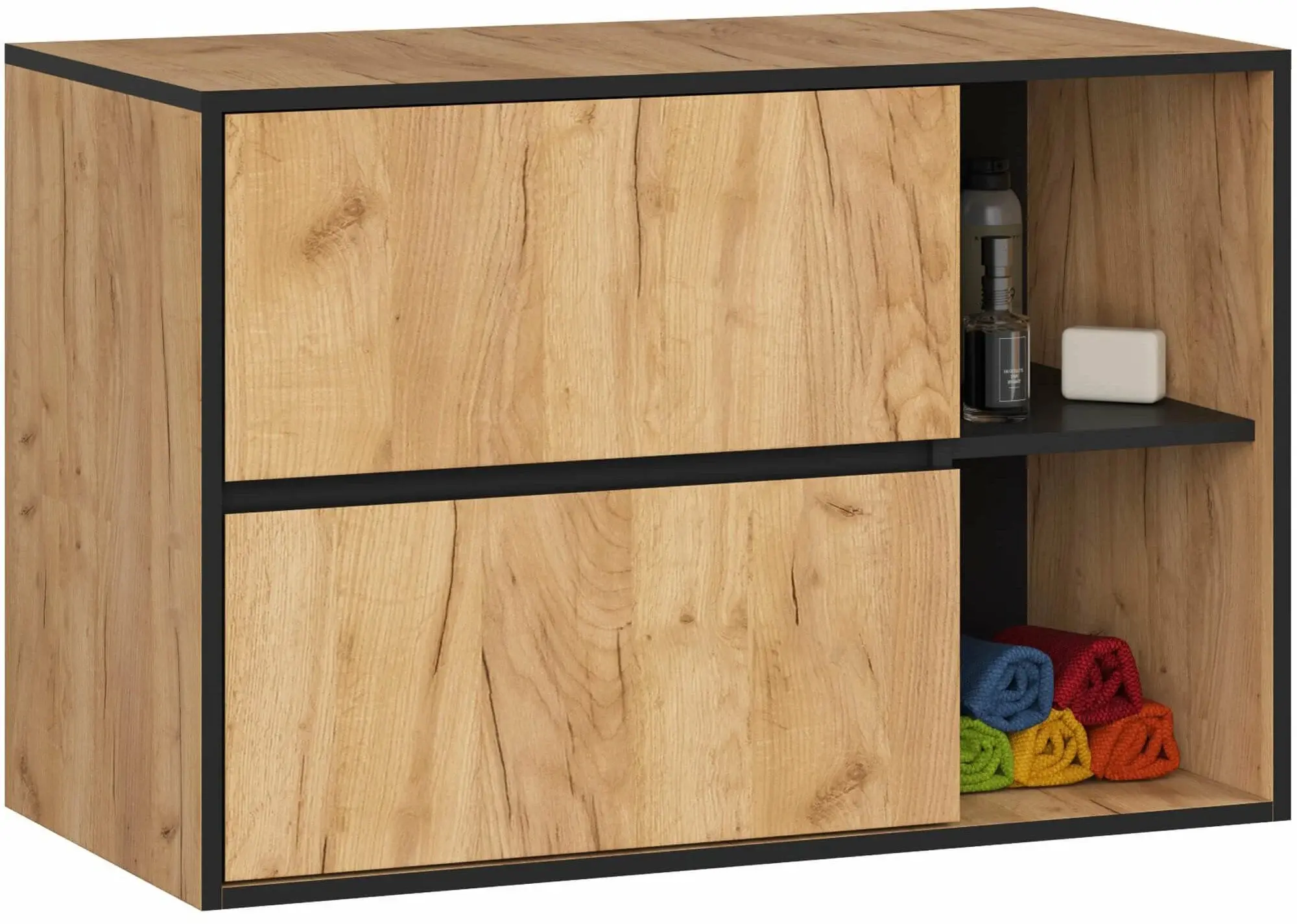 Set de mobila pentru baie Akord Vami (Craft Oak/Black)