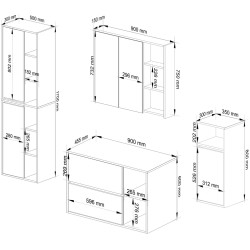 Set de mobila pentru baie Akord Vami (Craft Oak/Black) Thumb