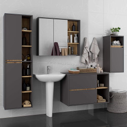 Set de mobila pentru baie Akord Vami (Graphite Grey/Artisan Oak)