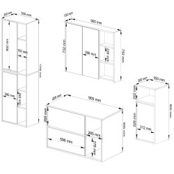 Set de mobila pentru baie Akord Vami (Graphite Grey/Artisan Oak) Thumb