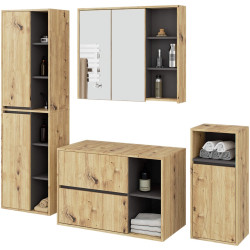 Set de mobila pentru baie Akord Vami cu orificii (Artisan Oak/Graphite Grey) Thumb