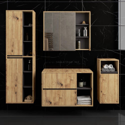 Set de mobila pentru baie Akord Vami cu orificii (Artisan Oak/Graphite Grey)