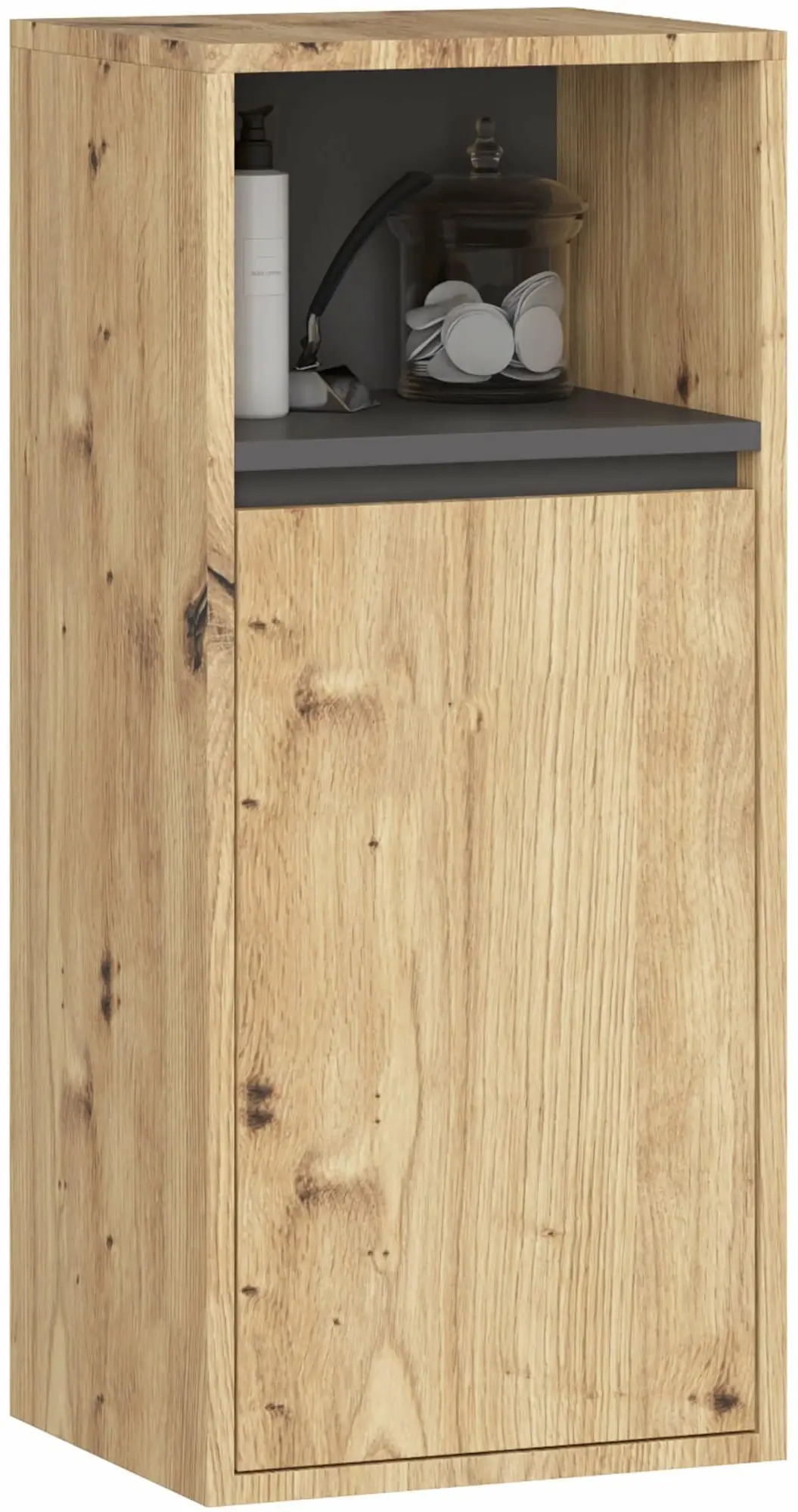 Set de mobila pentru baie Akord Vami cu orificii (Artisan Oak/Graphite Grey)