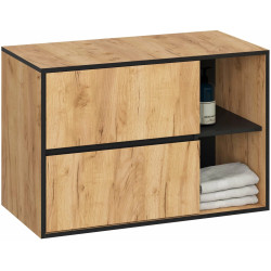 Set de mobila pentru baie Akord Vami cu orificii (Craft Oak/Black) Thumb