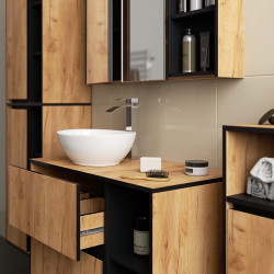 Set de mobila pentru baie Akord Vami cu orificii (Craft Oak/Black) Thumb