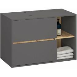 Set de mobila pentru baie Akord Vami cu orificii (Graphite Grey/Artisan Oak) Thumb