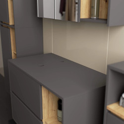Set de mobila pentru baie Akord Vami cu orificii (Graphite Grey/Artisan Oak) Thumb