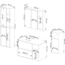 Set de mobila pentru baie Akord Vami cu orificii (Graphite Grey/Artisan Oak) Thumb