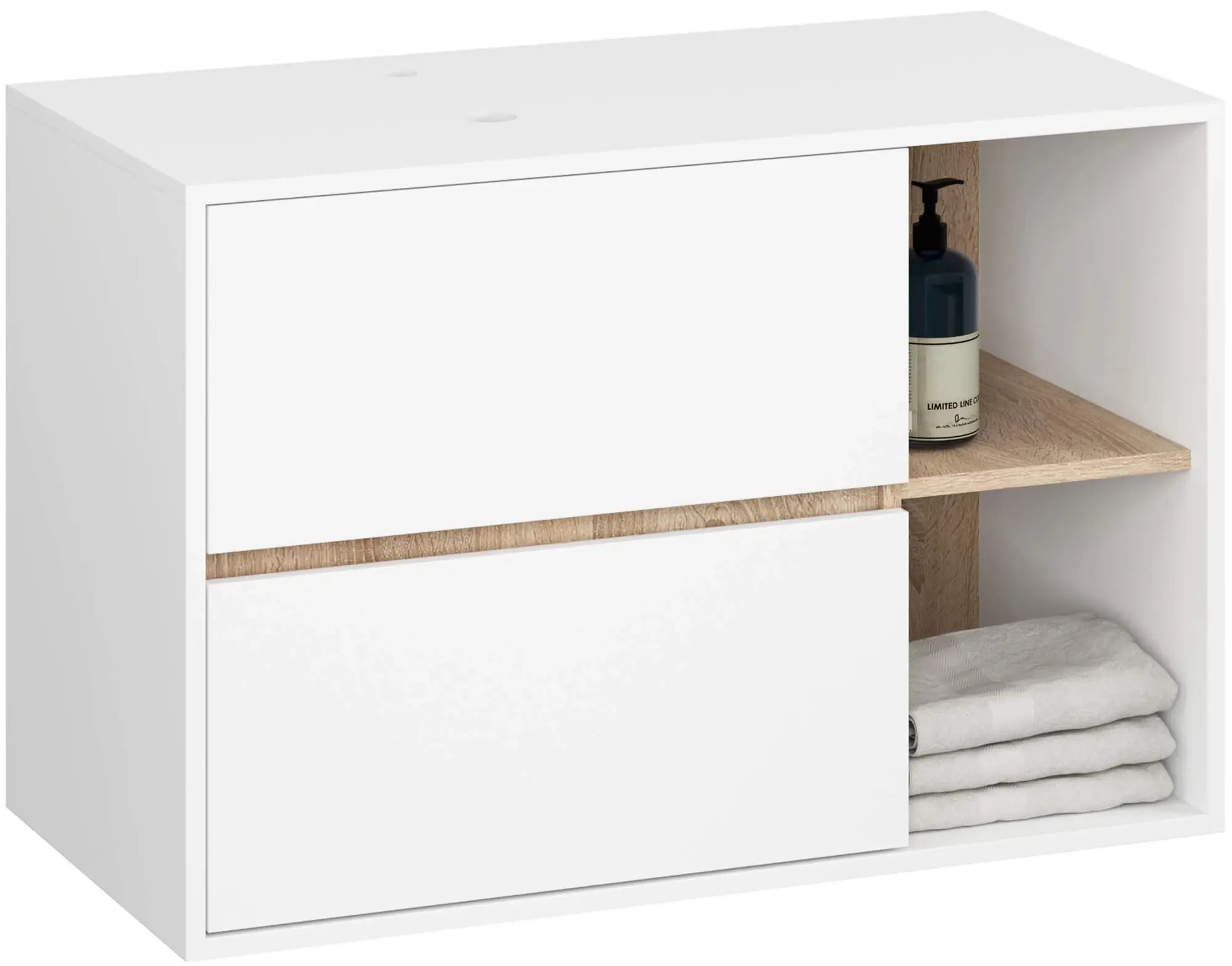 Set de mobila pentru baie Akord Vami cu orificii (White/Sonoma Oak)