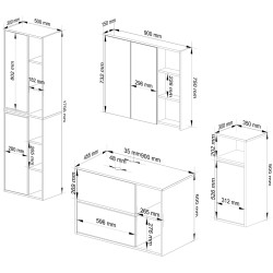 Set de mobila pentru baie Akord Vami cu orificii (White/Sonoma Oak) Thumb
