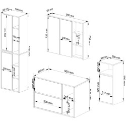 Set de mobila pentru baie Akord Vami (White/Graphite Grey) Thumb