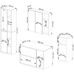 Комплект мебели для ванной Akord Vami (White/Sonoma Oak) Thumb