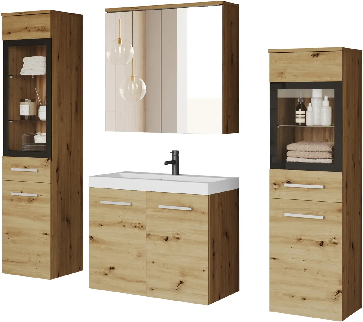 Set de mobila pentru baie Bratex Madrit II (Artisan Oak)