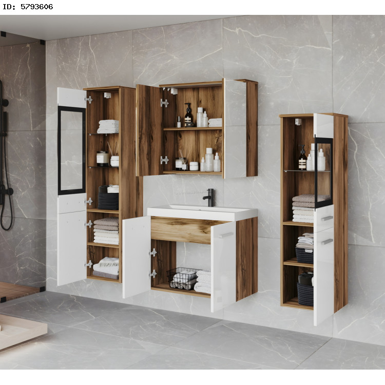 Комплект мебели для ванной Bratex Madrit II (Wotan Oak/White Gloss)