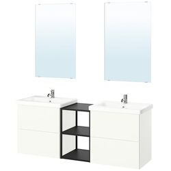 Set de mobila Ikea Enhet/Lettan/Pilkan cu sertare/oglinda 164x43x65 (Alb/Antracit) Thumb