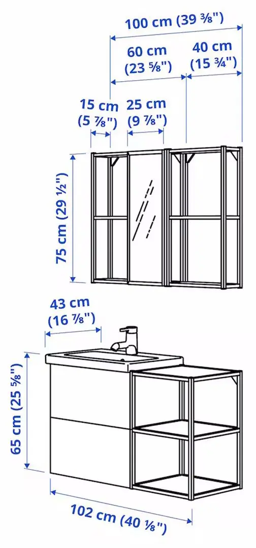 Set de mobila Ikea Enhet/Tallen/Saljen cu cadru 102x43x65 (Antracit/Alb)