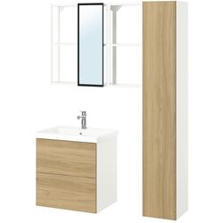 Set de mobila Ikea Enhet/Tvallen/Brogrund usa/oglinda 64x43x65 (Alb/Aspect Stejar) Thumb