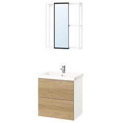 Set de mobila Ikea Enhet/Tvallen/Ensen cu sertare 64x43x65 (Alb/Aspect Stejar) Thumb