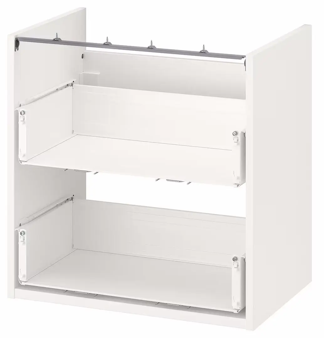 Set de mobila Ikea Enhet/Tvallen/Ensen cu sertare 64x43x65 (Alb/Aspect Stejar)