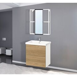 Set de mobila Ikea Enhet/Tvallen/Ensen cu sertare 64x43x65 (Alb/Aspect Stejar)