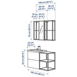 Set de mobila Ikea Enhet/Tvallen/Ensen cu sertare/oglinda 102x43x65 (Alb/Aspect Stejar) Thumb
