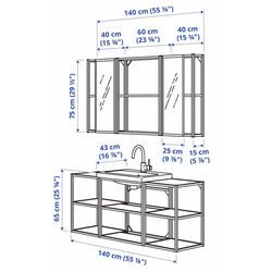 Set de mobila Ikea Enhet/Tvallen/Glypen 140x43x65 (Alb) Thumb