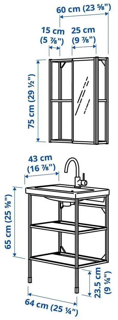 Set de mobila Ikea Enhet/Tvallen/Glypen 64x43x87 (Alb)