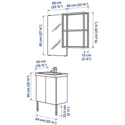 Set de mobila Ikea Enhet/Tvallen/Glypen usa/oglinda 64x43x87 (Alb/Gri-Verde Deschis) Thumb