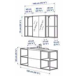 Set de mobila Ikea Enhet/Tvallen/Glypen cu sertare 140x43x65 (Alb/Gri-Verde Deschis) Thumb