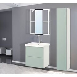 Set de mobila Ikea Enhet/Tvallen/Glypen cu sertare 64x43x65 (Alb/Gri-Verde Deschis)