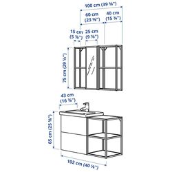 Set de mobila Ikea Enhet/Tvallen/Glypen cu sertare/oglinda 102x43x65 (Alb/Gri-Verde Deschis) Thumb
