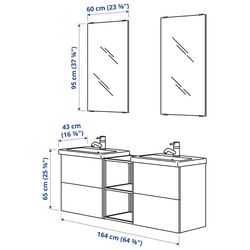 Set de mobila Ikea Enhet/Tvallen/Glypen cu sertare/oglinda 164x43x65 (Alb/Gri-Verde Deschis) Thumb